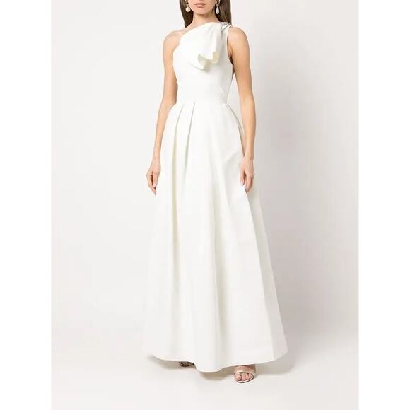 Sachin & Babi Martina One-Shoulder Gown Jeweled Wedding Dress white size 8 - Picture 3 of 16